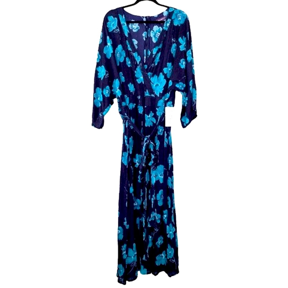 Roaman’s Blue Floral Print Maxi Dress